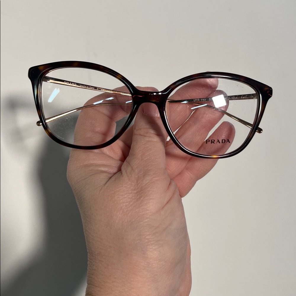 PRADA NWOT "Conceptual" VPR 11V Havana & Gold Mod Square/Cat Eye 53-17-140 Frame - Picture 13 of 16